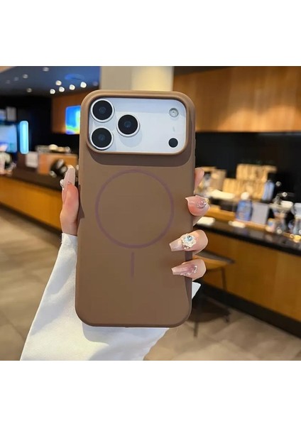 iPhone 17 Pro Kılıf Içi Süet Kadife Dışı Yumuşak Pürüssüz Liquid Neon Renkli Magsafe Manyetik Şarj