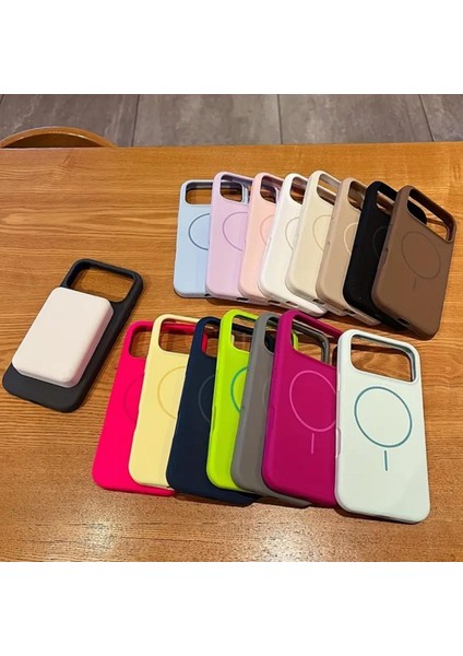 iPhone 17 Pro Kılıf Içi Süet Kadife Dışı Yumuşak Pürüssüz Liquid Neon Renkli Magsafe Manyetik Şarj indirimleri