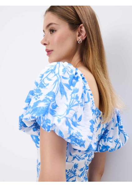 Karoi̇ Straplez Karpuz Kol Regular Fit Açik Mavi̇ Renk Elbise modelleri