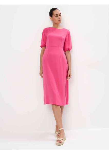 Adel Bisiklet Yaka Regular Fit Pembe Renk Elbise