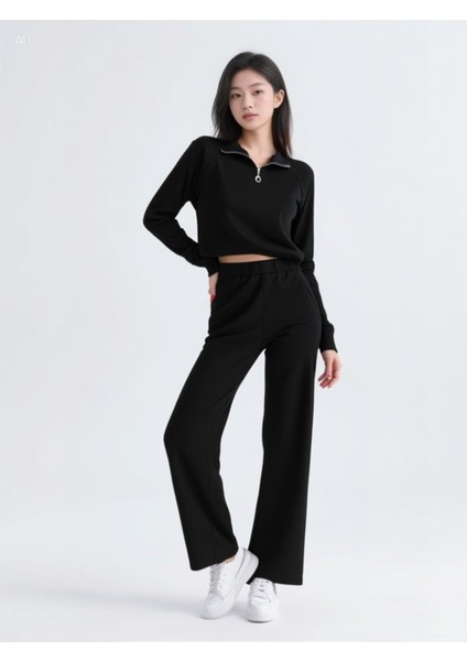 Waffle Kumaş Yarım Fermuarlı Alt-Üst Eşofman Takımı fırsatları