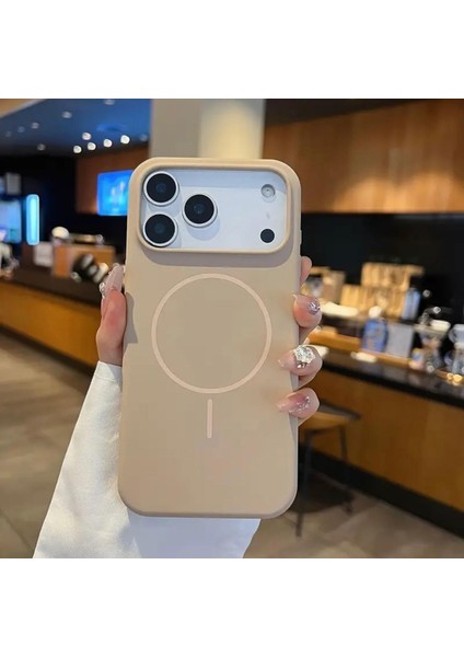 iPhone 17 Pro Kılıf Içi Süet Kadife Dışı Yumuşak Pürüssüz Liquid Neon Renkli Magsafe Manyetik Şarj