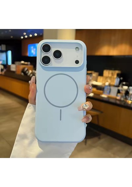 iPhone 17 Pro Kılıf Içi Süet Kadife Dışı Yumuşak Pürüssüz Liquid Neon Renkli Magsafe Manyetik Şarj