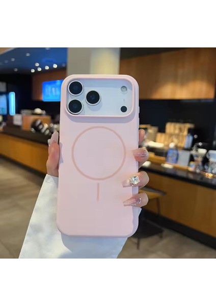 iPhone 17 Pro Kılıf Içi Süet Kadife Dışı Yumuşak Pürüssüz Liquid Neon Renkli Magsafe Manyetik Şarj