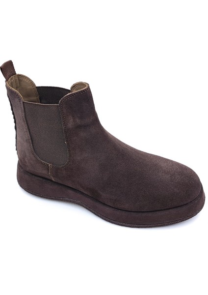 M22327 Marcomen Hakiki Süet Deri Erkek Kahverengi Süet Chelsea Bot modelleri