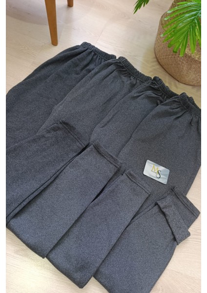 Büyük Beden 4'lü Paket Pamuk Şardonlu Termal Tayt Termal Içlik Kışlık Tayt Füme Renk