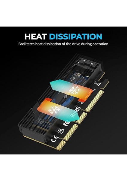 M.2 Nvme Pcıe X16 Adaptörü, Gen5 Ssds Pcıe 5.0 Için, Alüminyum Soğutuculu Aletsiz Ek Kart (Ec-Tfpe) indirimleri