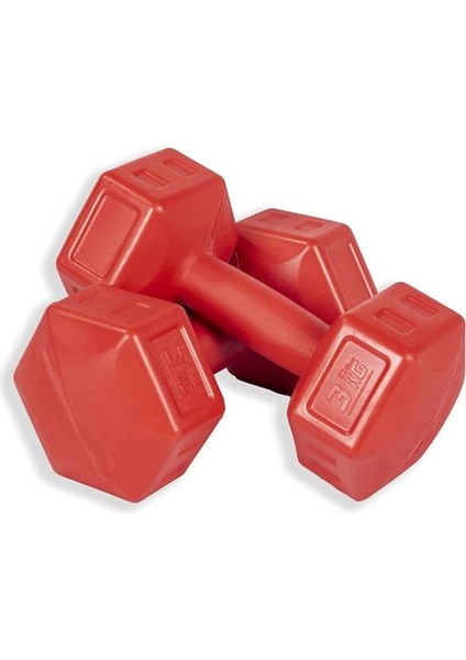3 kg Kırmızı Dambıl Seti 3 kg x 2 Adet Toplam 6 kg Ağırlık Seti