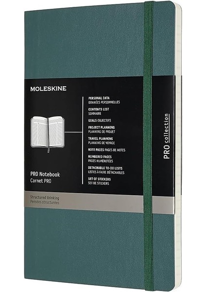 Pro Notebook Yumuşak Kapak Defter L Boy 13X21 cm 192 Sayfa Orman Yeşili