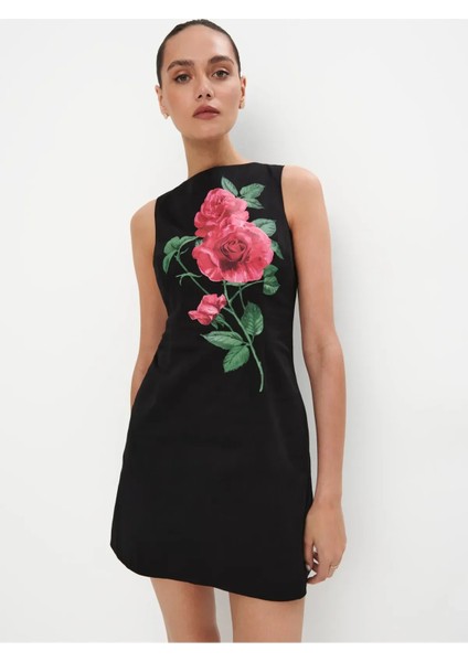 Scoby Bisiklet Yaka Kolsuz Desenli Uzun Boy Regular Fit Siyah Renk Elbise fiyatları