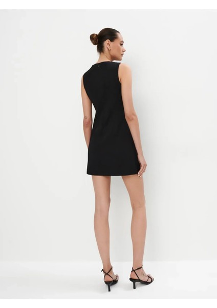 Scoby Bisiklet Yaka Kolsuz Desenli Uzun Boy Regular Fit Siyah Renk Elbise fırsatları