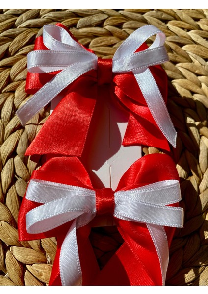 Kurdele Model Kırmızı ve Beyaz Renk Bayramlık Ikili Toka