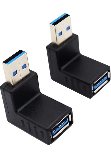 2 Adet 90 Derece USB 3.0 Adaptörü 5gbps USB Erkek Dişi Dik Açı Konnektör Çoğaltıcı, Kombine Dikey Ortak Yukarı ve Aşağı Konnektör Çoğaltıcı
