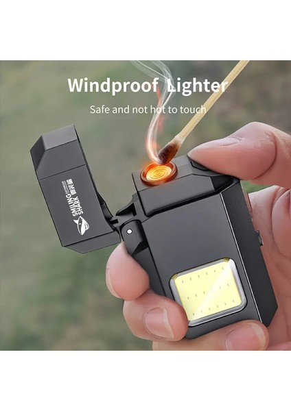 Shark Şarj Edilebilir Güçlü Fenere Sahip Kamp Doğa Hediyelik Çakmak