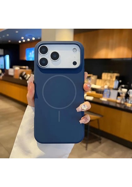 iPhone 17 Pro Kılıf Içi Süet Kadife Dışı Yumuşak Pürüssüz Liquid Neon Renkli Magsafe Manyetik Şarj