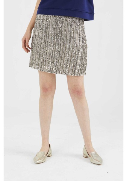 Payetli Abiye Etek Gümüş Y9963103_078 fırsatları