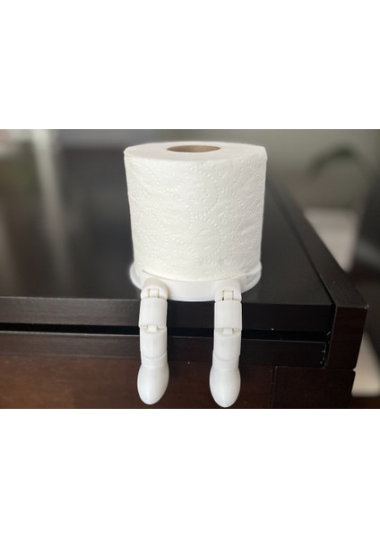 Taşınabilir Klipsli Tuvalet Kağıdı Tutucu | Masa, Dolap ve Tezgah Kenarına Takılabilir Pratik Askı Aparatı - Beyaz