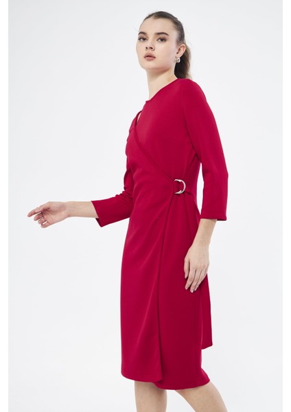 Picacy Yuvarlak Yaka Diz Altı Regular Fit Kırmızıi Renk Elbise fırsatları