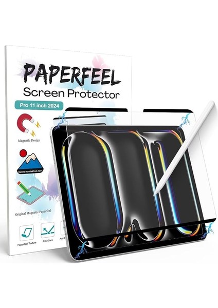 iPad Pro 11 2024 M4 Için Manyetik Folyo, Koruyucu Folyo, Mat Kağıt Manyetik Folyo, Yazı Çizmek Için, Parlama Önleyici, Daha Az Parmak Izi, Kolay Kurulum, Çizilmez