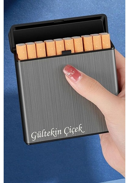 USB Şarjlı Elektronik Çakmak Taşınabilir Sigara Paketi Muhafaza Kutusu Kişiye Özel Tek Ebat Füme