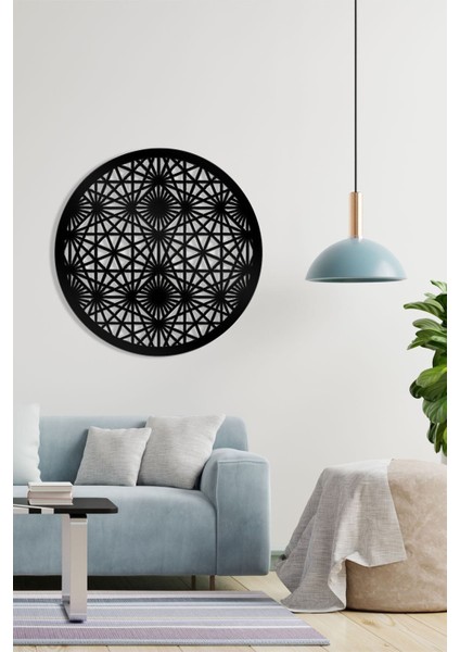 Siyah Dairesel Geometrik Desenli Metal Tablo