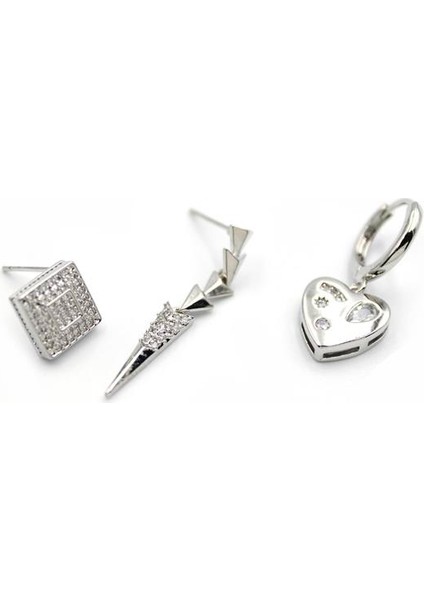 3'lü Kalp Küpe - Gümüş fiyatları
