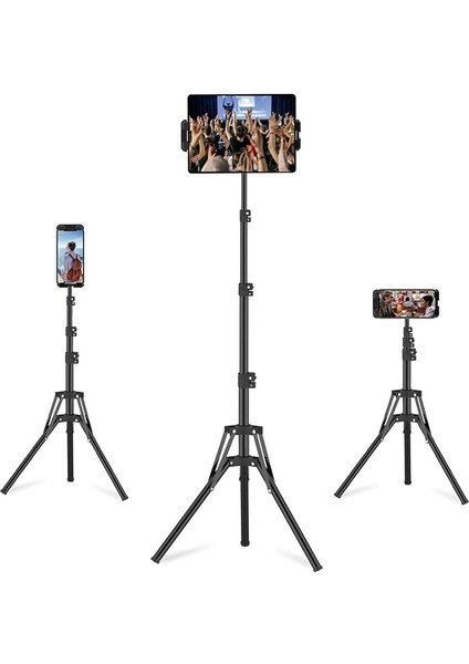 iPad Tripod Standı, 160 Cm/65 Inç'e Kadar Ayarlanabilen iPad Tutucu, 360°AYARLANABILIR iPad Stand Zemin, iPad Pro, iPad Mini, Samsung Galaxy Tab Için Tablet Standı (Hepsi 4,7-12,9 Inç)