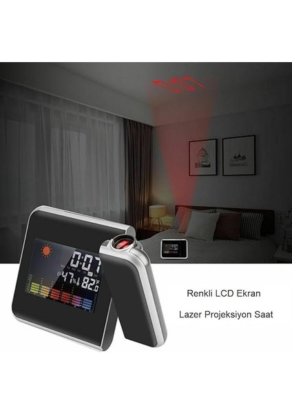 Projektörlü LCD Ekranlı Dijital Masa Saati Yansıtmalı Tarih Derece Nem fırsatları
