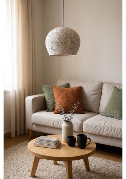 Beyaz Desenli Modern Sarkıt Avize Dekoratif Avize