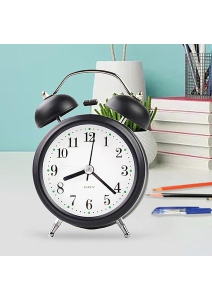 16CM Büyük Boy Akar Saniyeli Alarm Çalar Saat - Nostaljik Masa Saati Siyah indirimleri