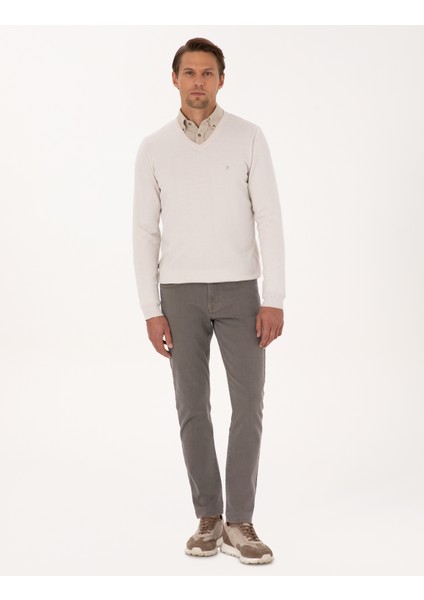 Erkek Taş Slim Fit V Yaka Basic Triko Kazak 50314190-VR049 fırsatları