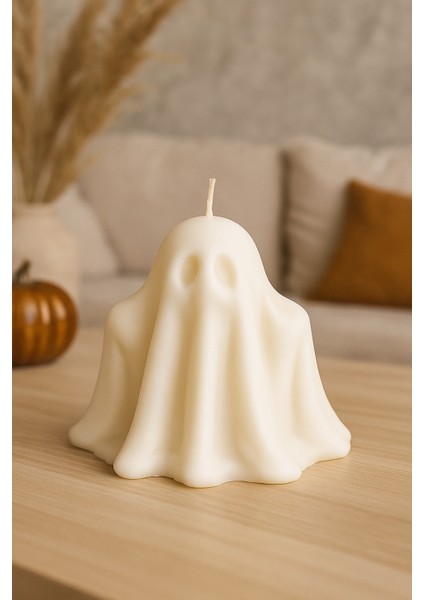 Halloween Temalı Dekoratif Hayalet Şekilli Soya Wax Mum – Japon Kiraz Çiçeği Kokulu (5-7 Cm)