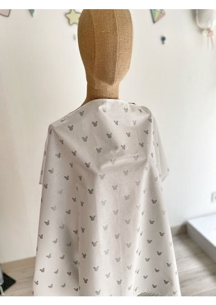 Gümüş Mickey Poplin Emzirme Önlüğü