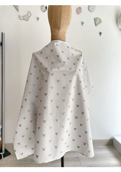 Gümüş Mickey Poplin Emzirme Önlüğü modelleri