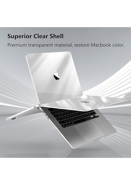 MacBook Air 15 Inç M4 M3 M2 A3241 A3114 A2941 (2025-2023) ile Uyumlu, Ultra Ince Sert Kapaklı Koruyucu Kılıf Snap Case MacBook Air 15" ile Uyumlu, Şeffaf modelleri