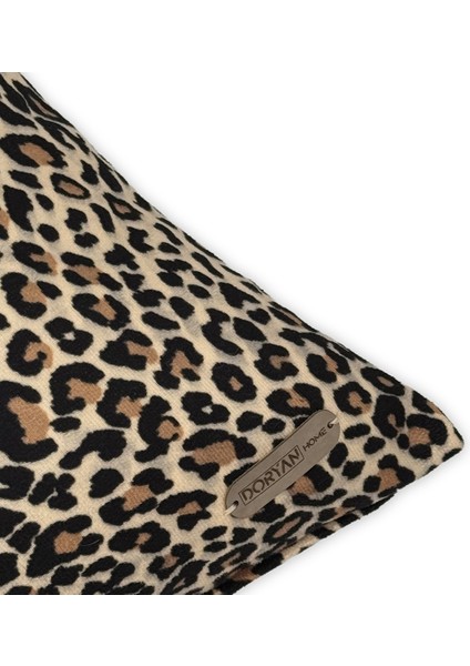 Leopar Bej Süet Dijital Baskılı Kare Dekoratif Kırlent Kılıfı - Çift Taraflı Bej Renk 45X45 fırsatları