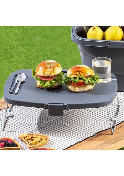 07-1304 Katlanır Piknik Sepeti - Silikonlu Katlanabilir Saklama Kutusu - 21 L Antrasit modelleri