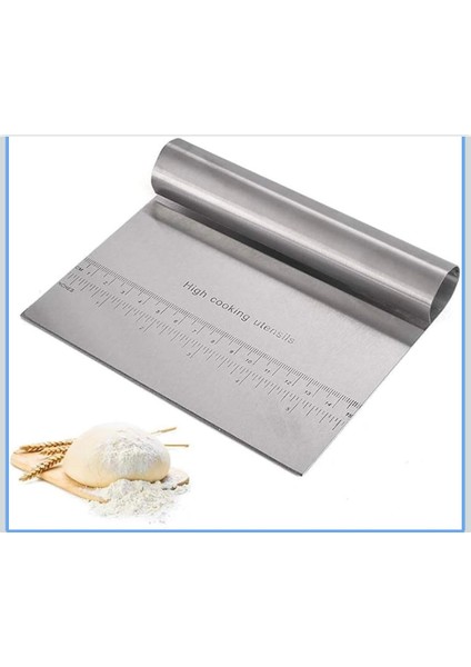 Paslanmaz Çelik Hamur Kesme ve Kazıyıcı Spatula Ölçü Çizgili Pasta Kek Kesici Aparat fırsatları