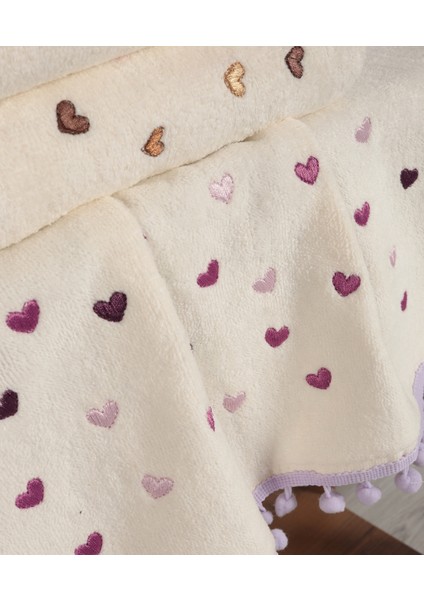 6 Adet Kalp Nakışlı Kadife El Havlusu Ponponlu %100 Pamuk Şık Banyo Seti (50X90 Cm) fırsatları