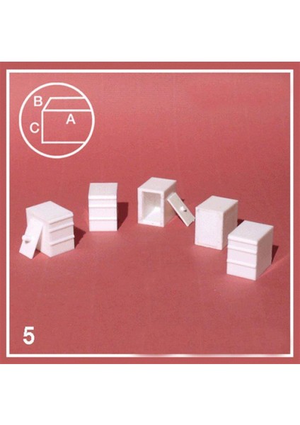 553230 1/50 Ölçek, Ofis Dolap-3 Çekmeceli-Beyaz -5 Adet (maket)