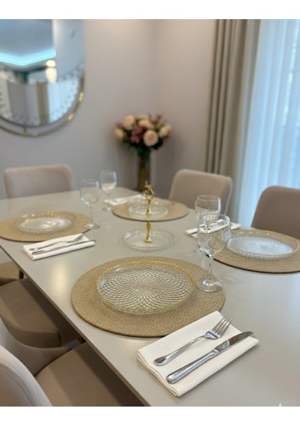 Altın Yaldızlı Pasta Seti – 19 cm Büyük Boy Şık Tasarım 6 Adet Pasta Tabağı, Misafir Sunumları Için Zarif Seçim fiyatları