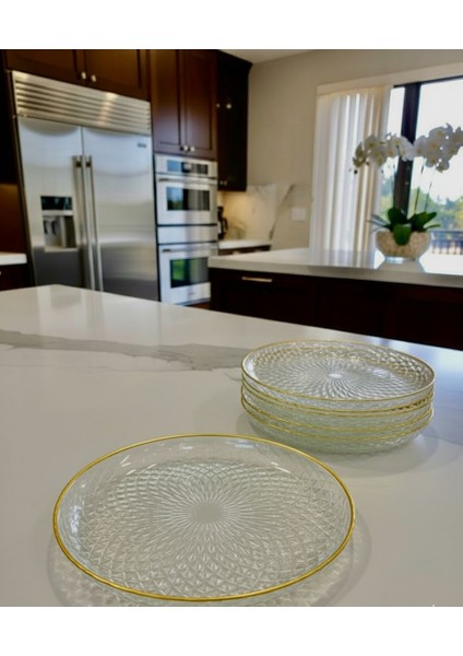 Altın Yaldızlı Pasta Seti – 19 cm Büyük Boy Şık Tasarım 6 Adet Pasta Tabağı, Misafir Sunumları Için Zarif Seçim modelleri