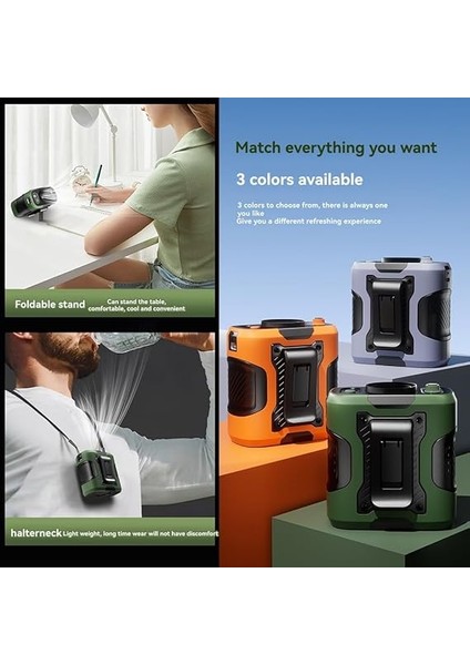 Portable Waist Fan 6000MAH Rechargeable Outdoor Neck & Waist Clip Fan With Strong Wind Power Bank & Lighting For Camping C fırsatları