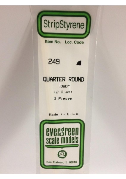 249 2,00*355 mm Ceyrek Daıre CUBUK-3ADET -Beyaz