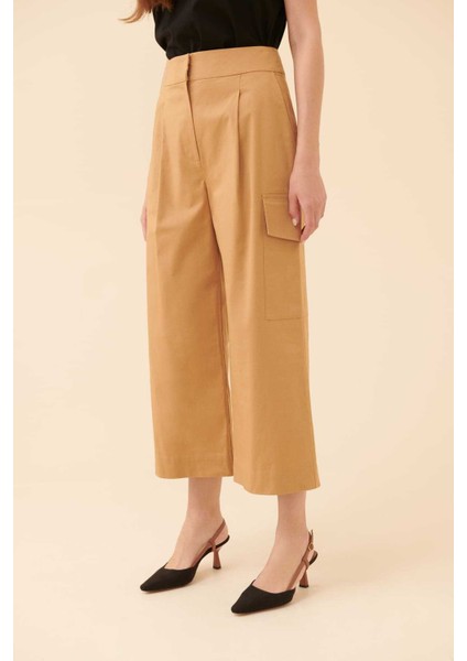 Yanları Cepli Kısa Paça Pantolon Kahve Y2312075_005 indirimleri