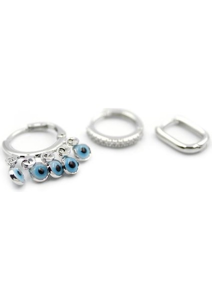 3'lü Nazar Küpe - Gümüş fiyatları