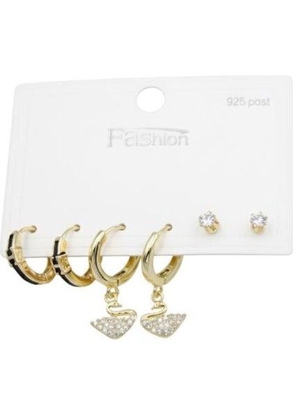 Çoklu Kuğu Küpe - Altın