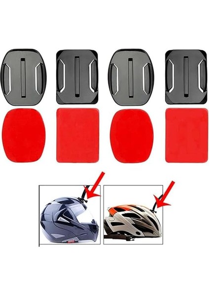 Aksiyon Kameralara Uyumlu 2 Adet Düz 2 Adet Oval Zemin Aparatı + 3m Yapışkan Bant indirimleri