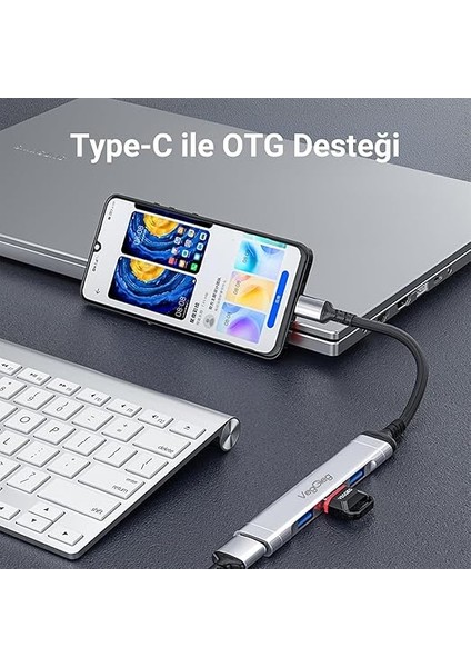 Type-C To USB 3.0 4 Port 3*usb 2.0 ve 1*usb 3.0 Çoklayıcı Hub modelleri