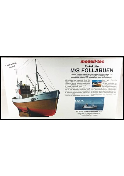 Türk Model 1/25 6010200 M/s Follabuen Iskandinav Balıkçı Teknesi, R/c Dönüşebilir, 75 Cm. Ahşap Model Kiti